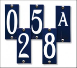Emaille huisnummer koppelbaar afm: 4 x 10 cm