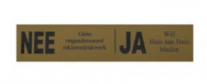 Messing look reclame  ja-nee sticker bord