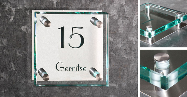 acuut Wijde selectie schildpad Glazen naamplaten 1,5 mm dik helder