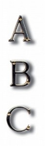 Messing letters modern A, B en C