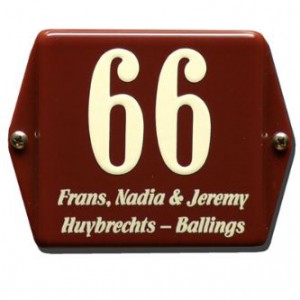 Emaille naambord met huisnummer