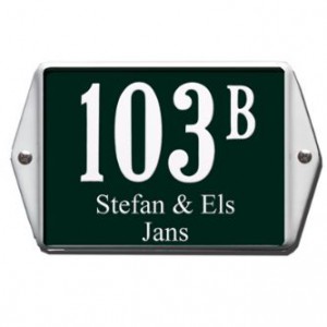 Emaille naamplaatje met huisnummer oor afmeting 16 x 12 cm