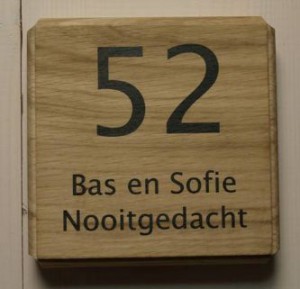 houten naambord handgeschilderd