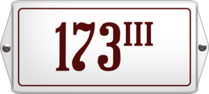 Emaille huisnummers oor met kader.