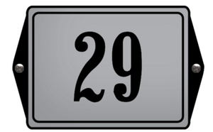 Emaille huisnummer oor met kader afmeting 16 x 12 cm
