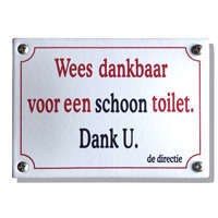 Emaille tekstbordje Dankbaar een schoon toilet...