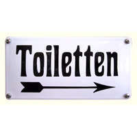 Toiletten naambord met pijl naar rechts
