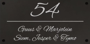 Zwart naamplaat Dibond aluminium
