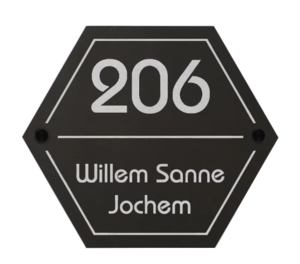 Naambord zwart Dibond