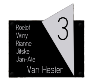 Naambord zwart Perspex