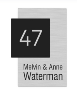 Rvs naambord met mat plexiglas