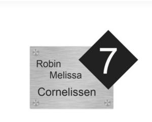 Rvs Naambordje voordeur met huisnummer