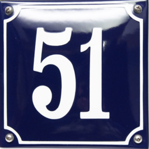 Emaille Huisnummer blauw-wit