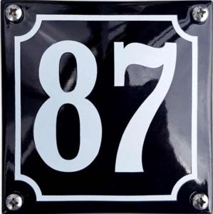 Emaille Huisnummer zwart -wit