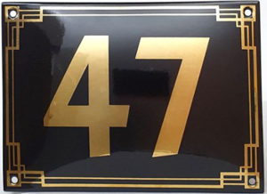 Luxe emaille huisnummer Goud-Zwart