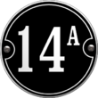 Emaille huisnummer rond met kader en rand. Afmeting Ø10  of Ø13 cm
