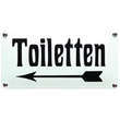 Toiletten naambord met pijl naar links