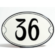 Emaille huisnummers ovaal met kader en rand.