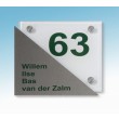 Glazen naambord met rvs voorplaat  